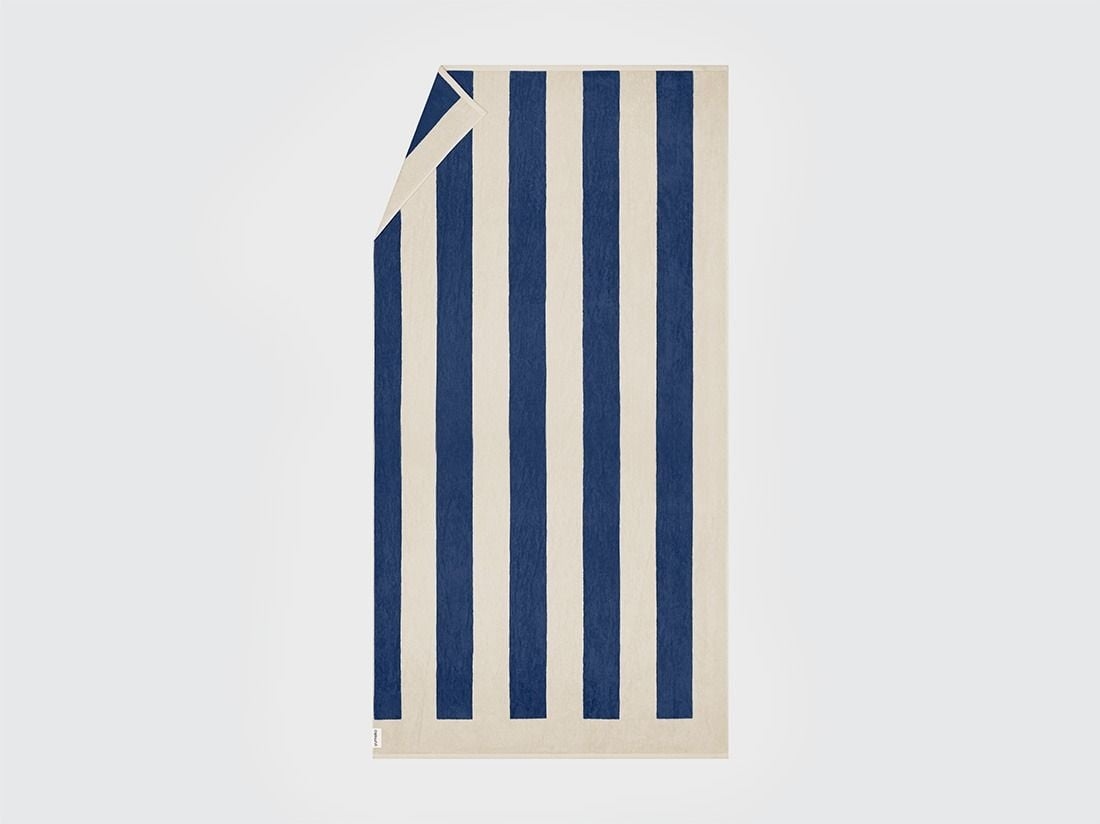 Strandbadlakan velour navy blue stripe 100x180 - 1 styck