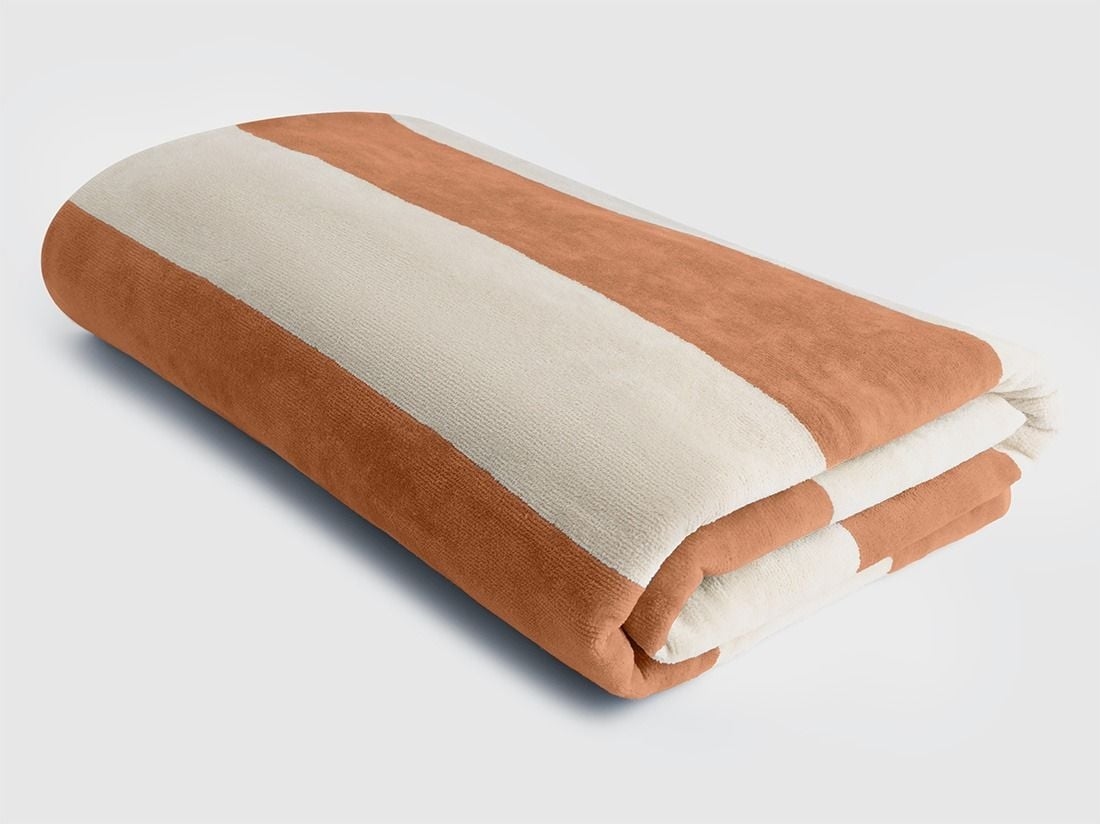Strandbadlakan velour terracotta stripe 100x180 - 1 styck