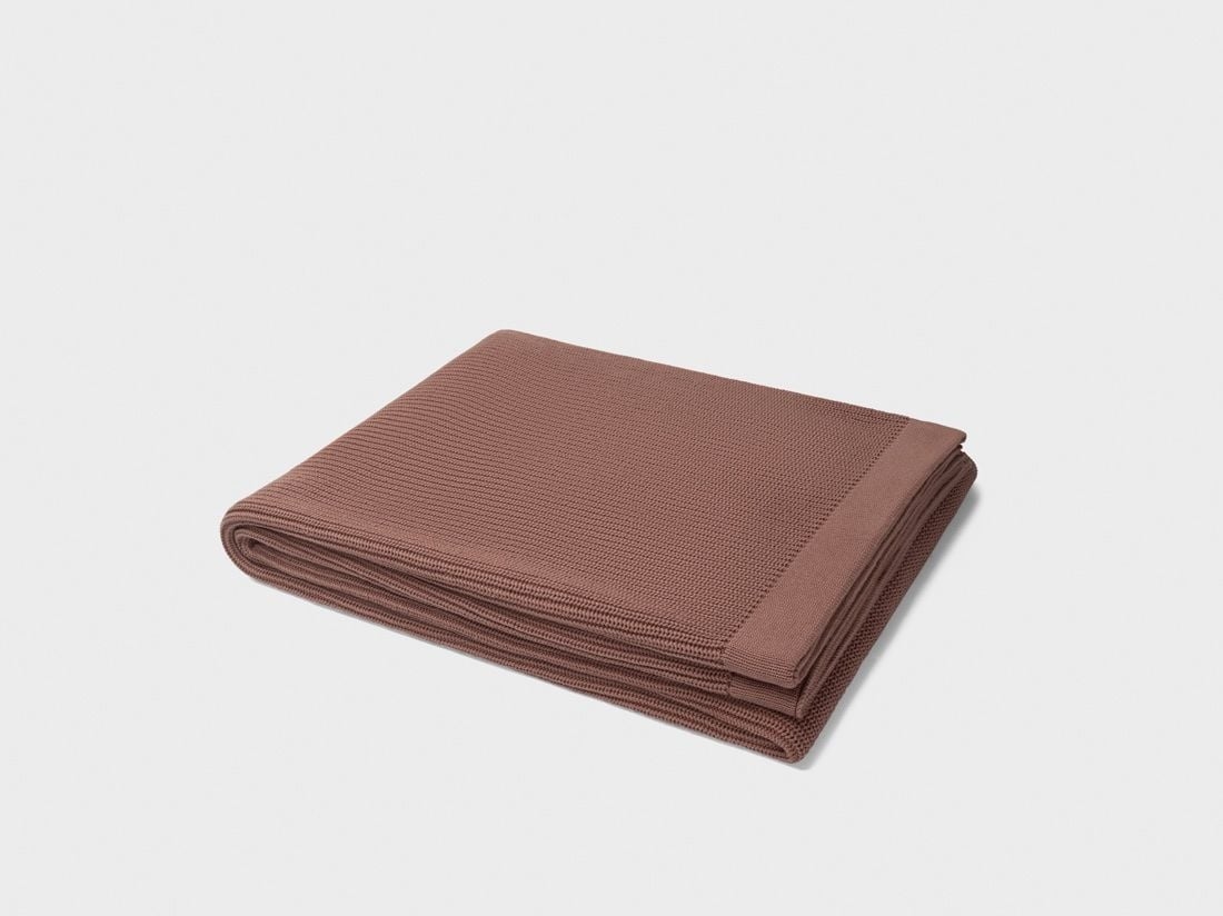 Filt i bomullsribb cacao brown 150x210