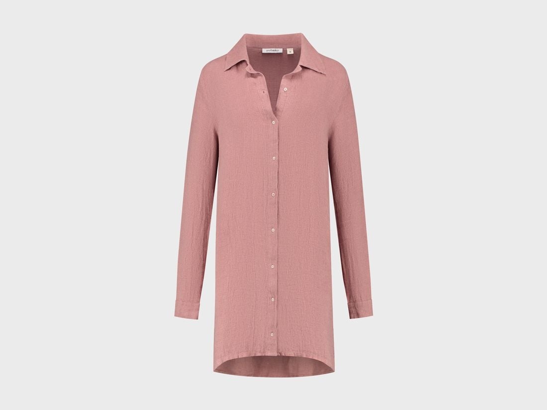 Blusklänning tvättad linne våffla blush rose
