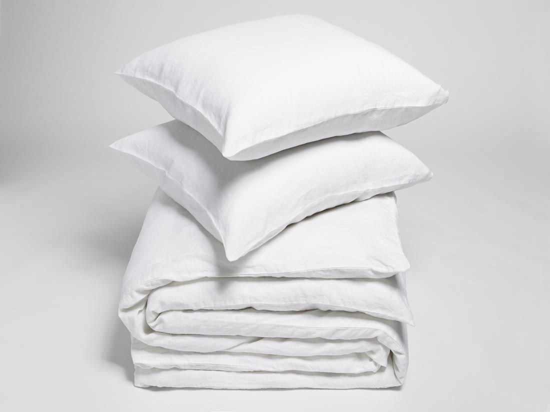 Påslakanset tvättat linne pure white