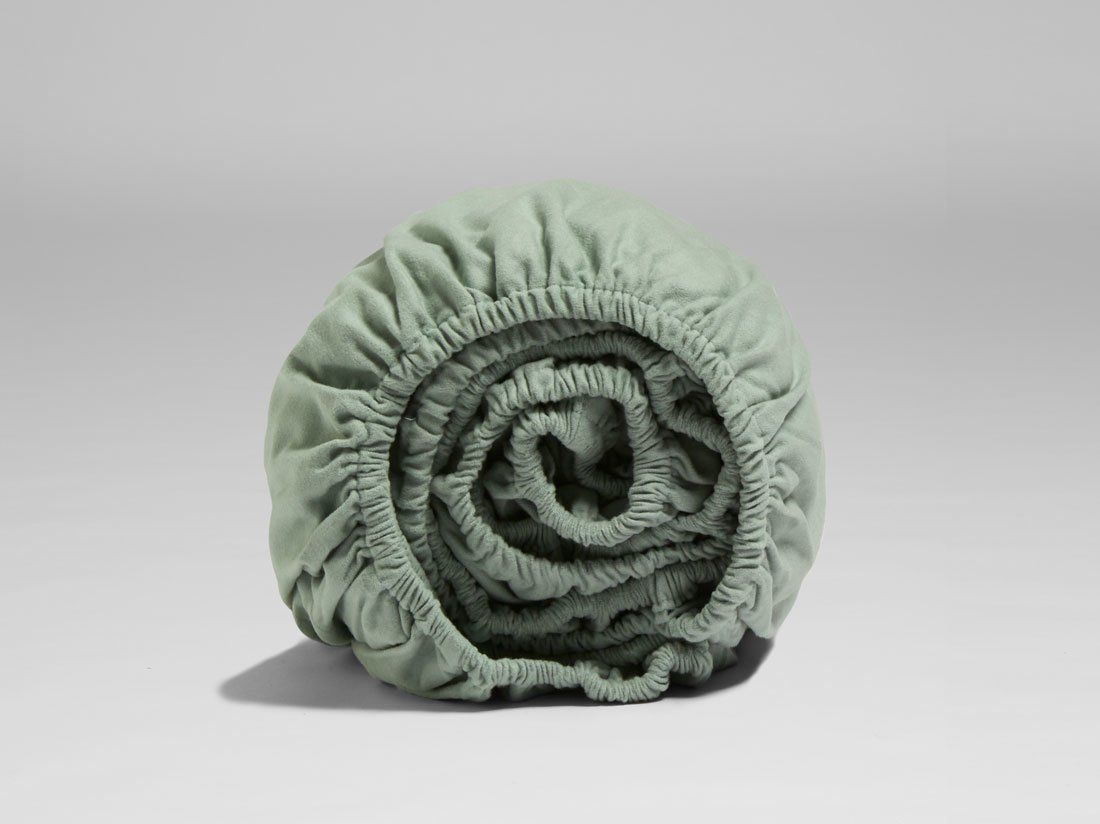 Dra-på-lakan flanell pale green