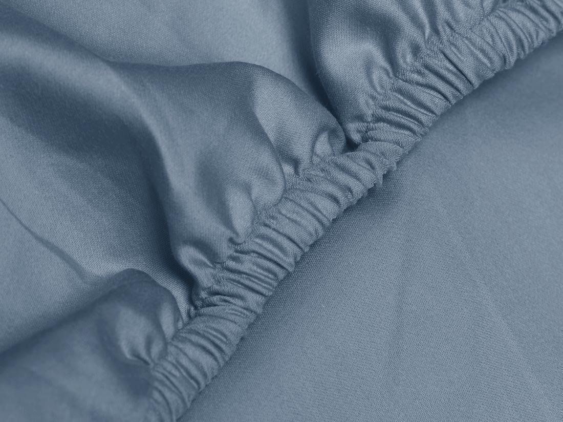 Dra-på-lakan bomullssatin faded blue