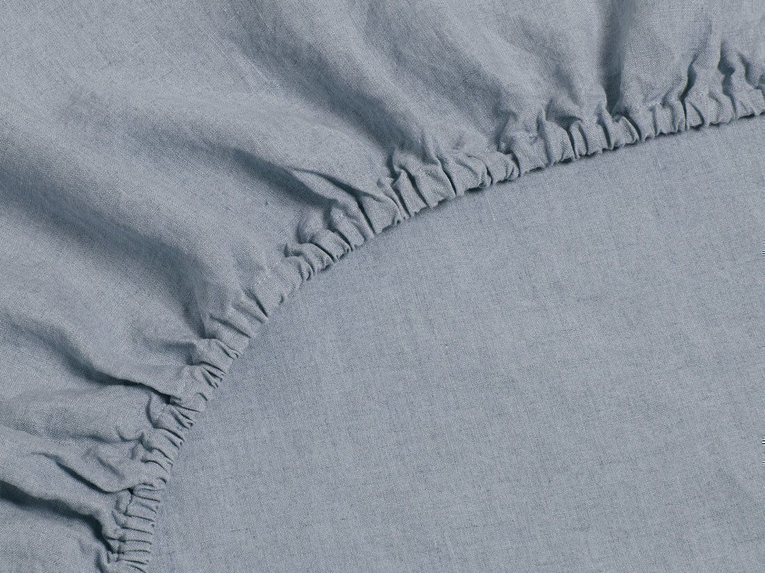 Dra-på-lakan tvättat linne dusk blue