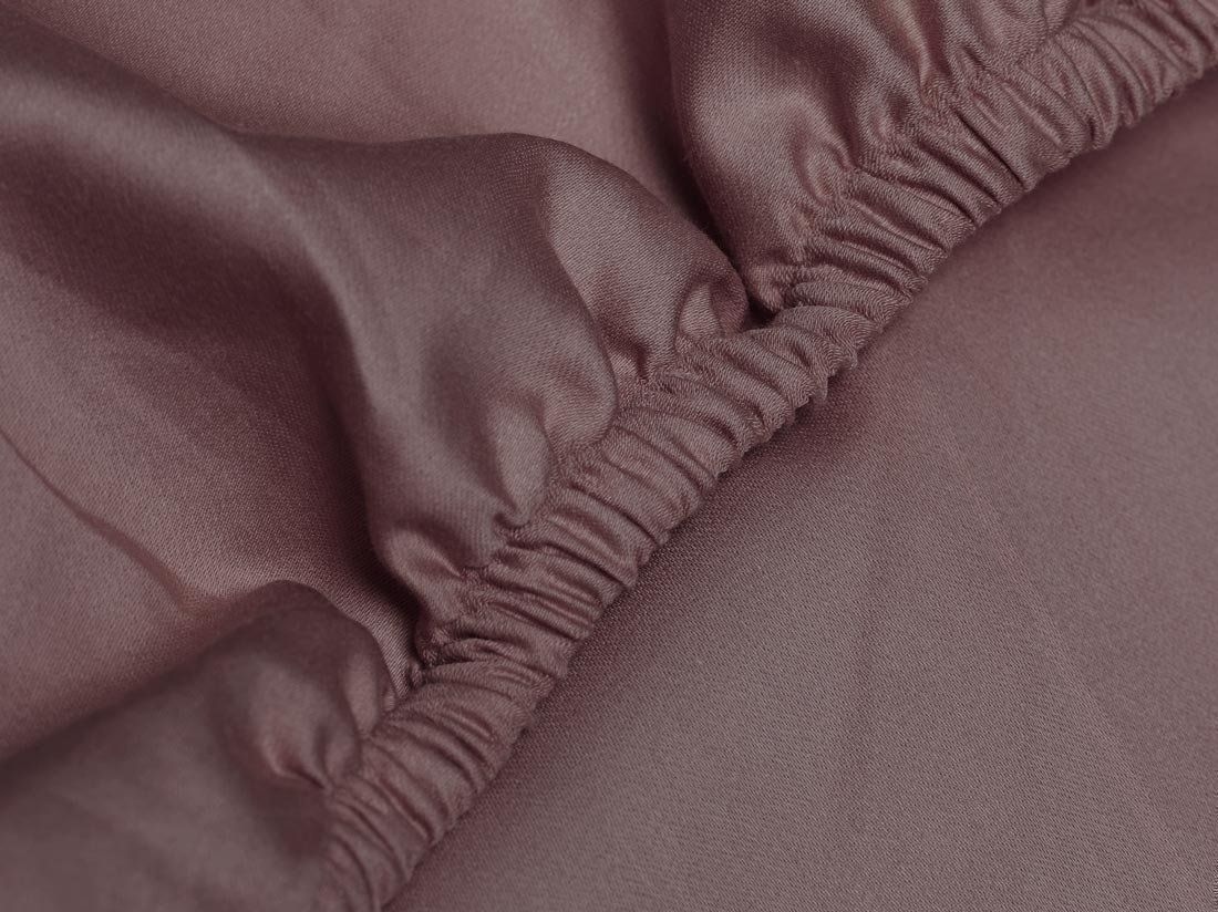 Dra-på-lakan bomullssatin rose brown