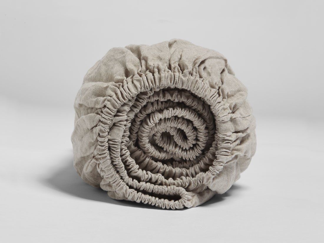 Dra-på-lakan tvättat linne natural