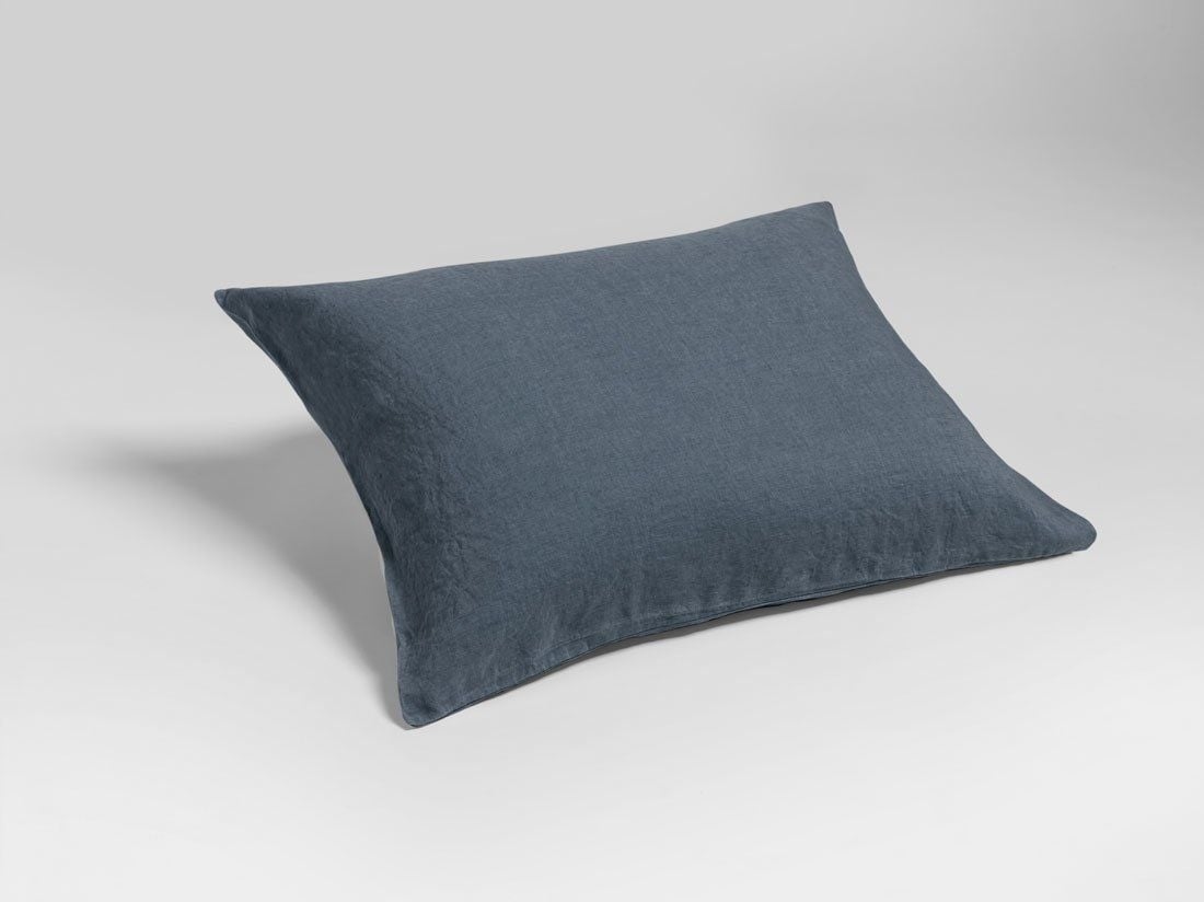 Örngott tvättat linne earth blue