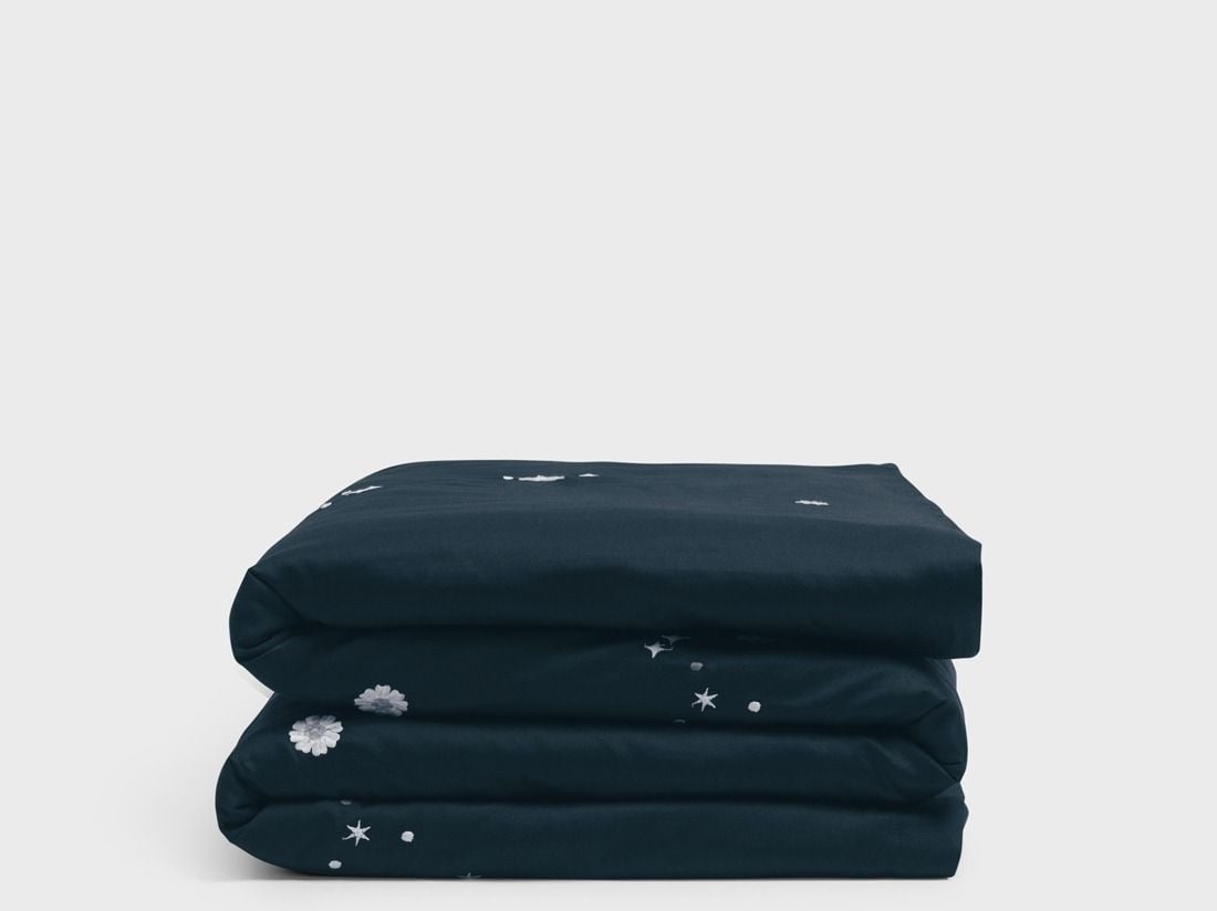 Påslakan för barn bomullssatin blueberry starry flower