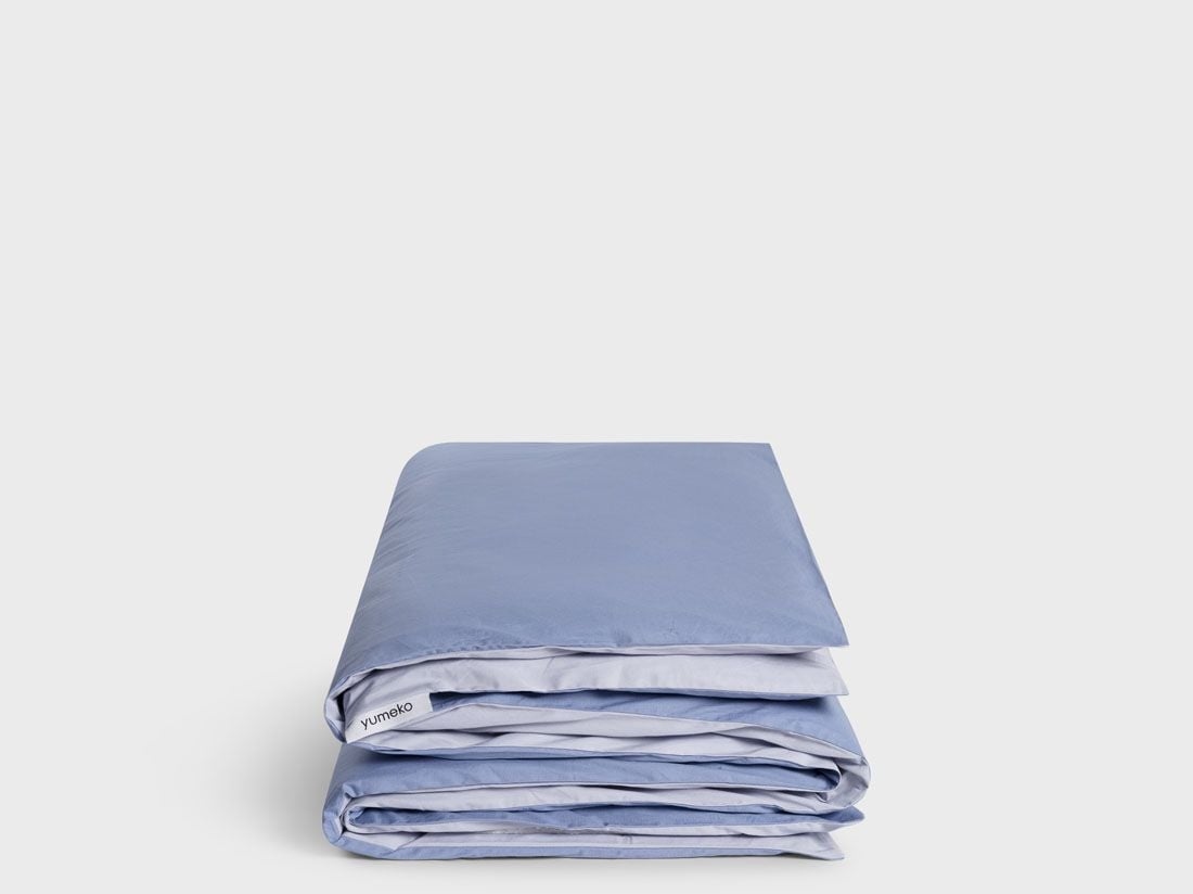 Påslakan för barn percale double face lavender/serene blue