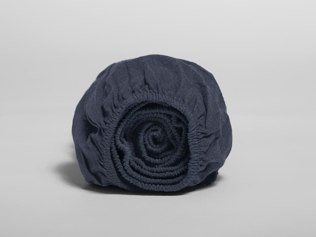 Dra på-lakan för barn jersey indigo blue