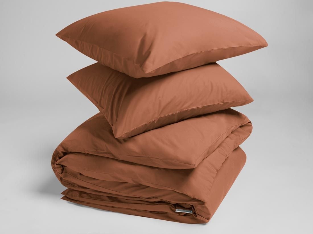Påslakanset percale terracotta