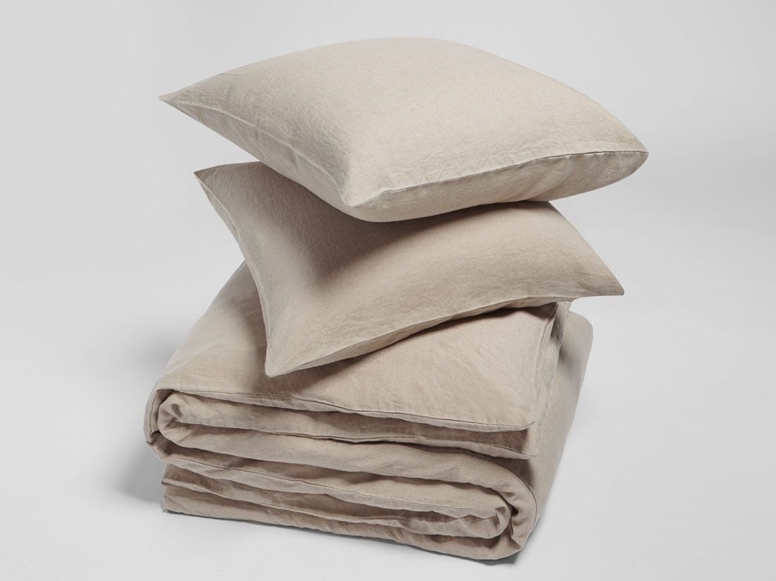 Påslakanset tvättat linne natural