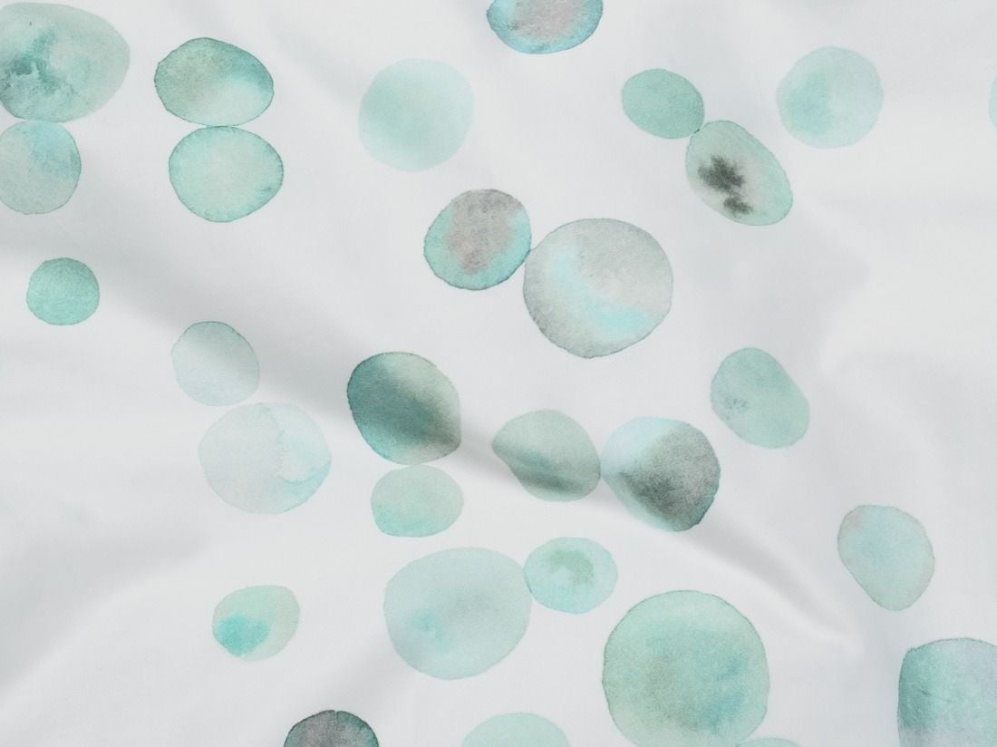 Påslakan för barn bomullssatin watercolor dots sea green