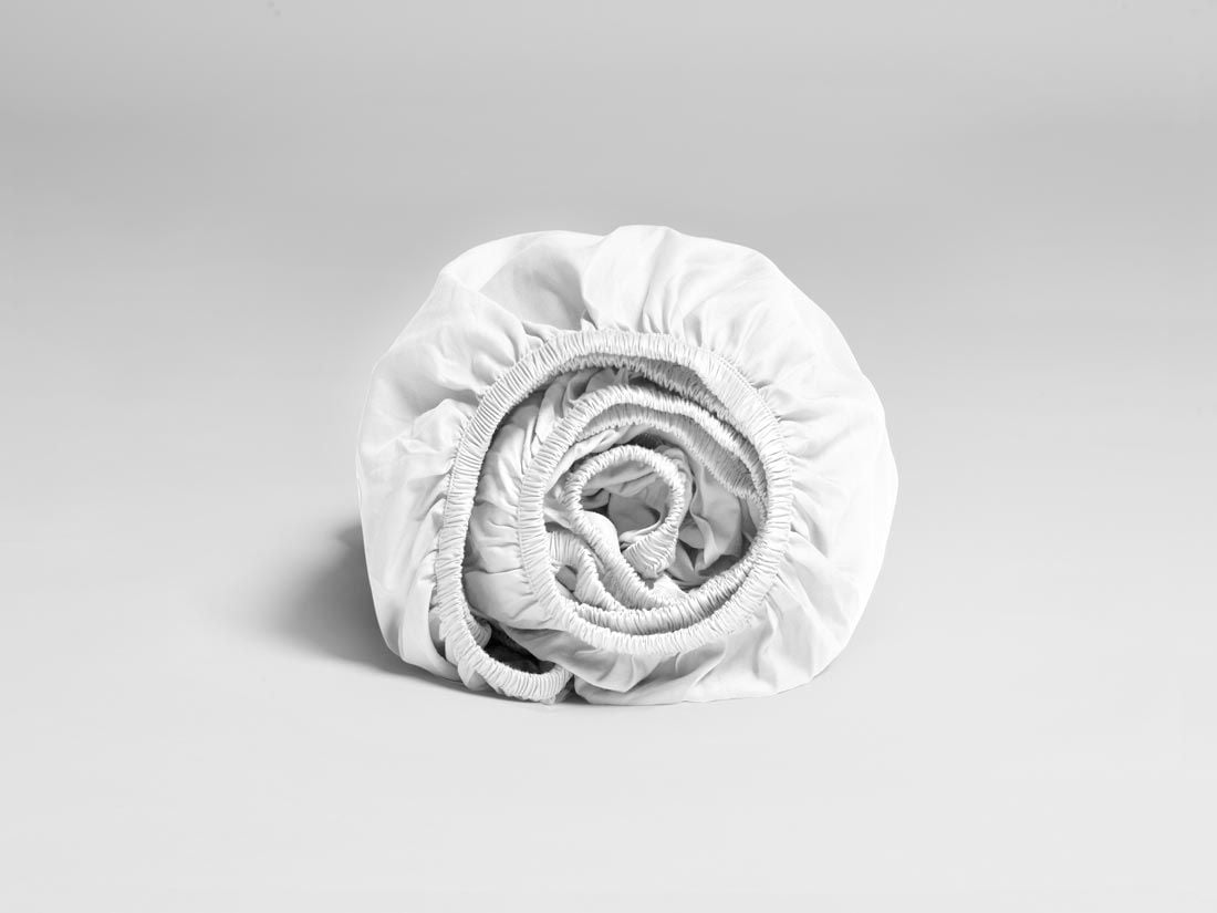 Dra-på-lakan extra högt bomullssatin pure white