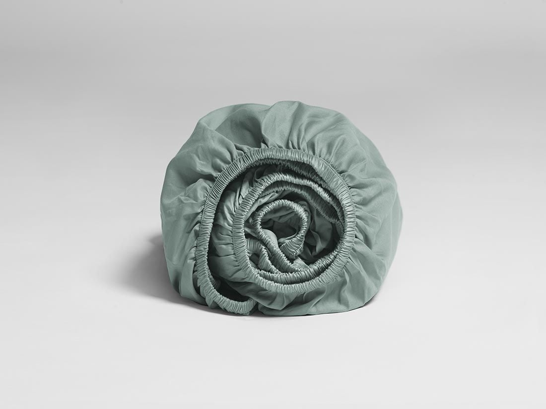 Dra-på-lakan bomullssatin sea green