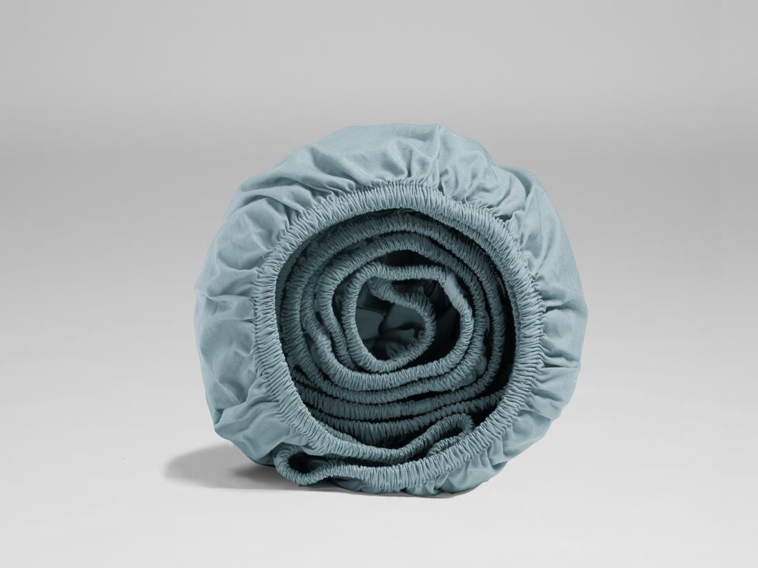 Dra-på-lakan percale petrol blue