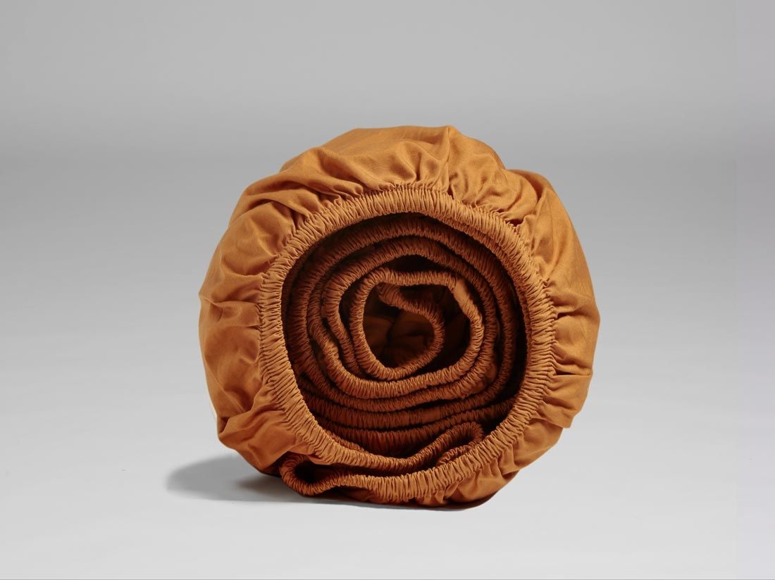 Dra på-lakan för barn percale ochre yellow