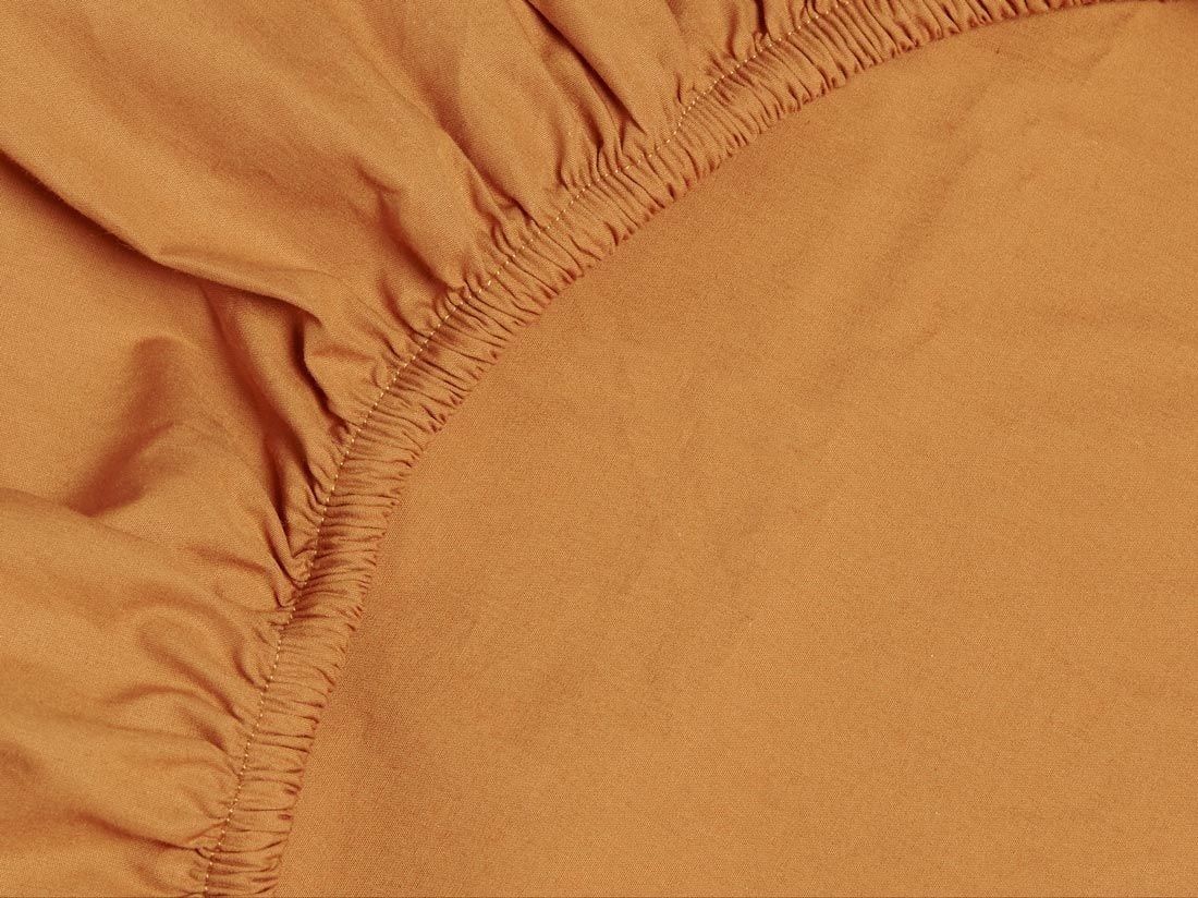 Dra-på-lakan percale ochre yellow