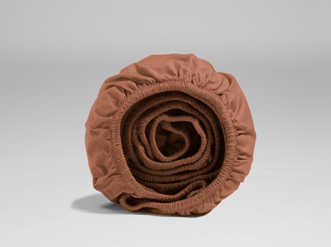 Dra-på-lakan percale terracotta