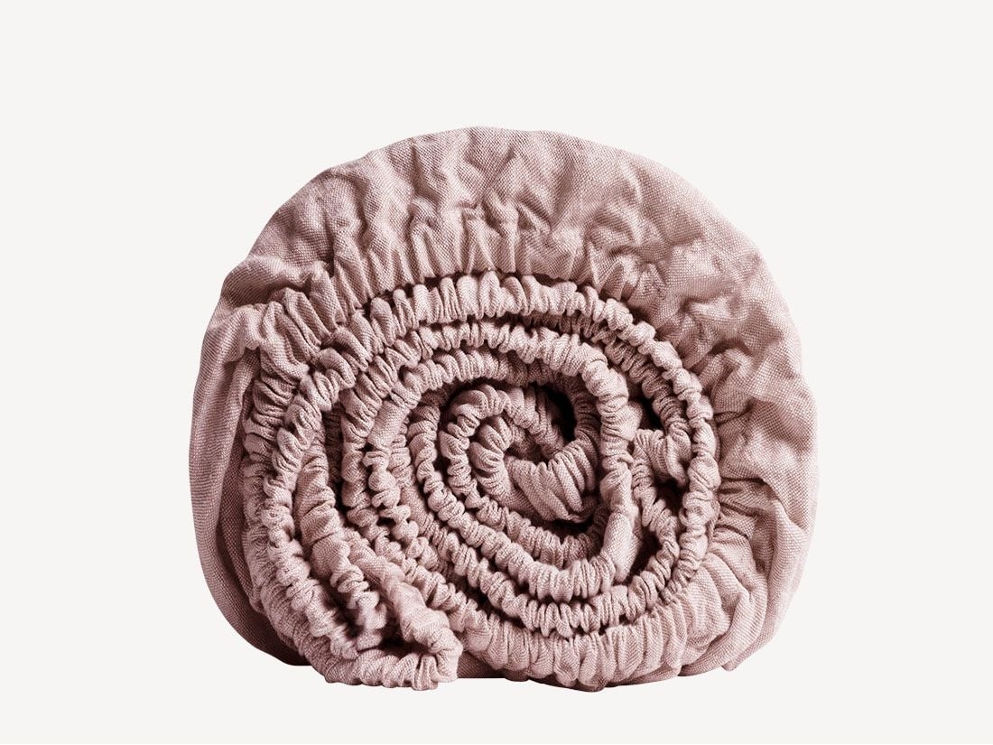 Dra på-lakan tvättat linne rose chambray
