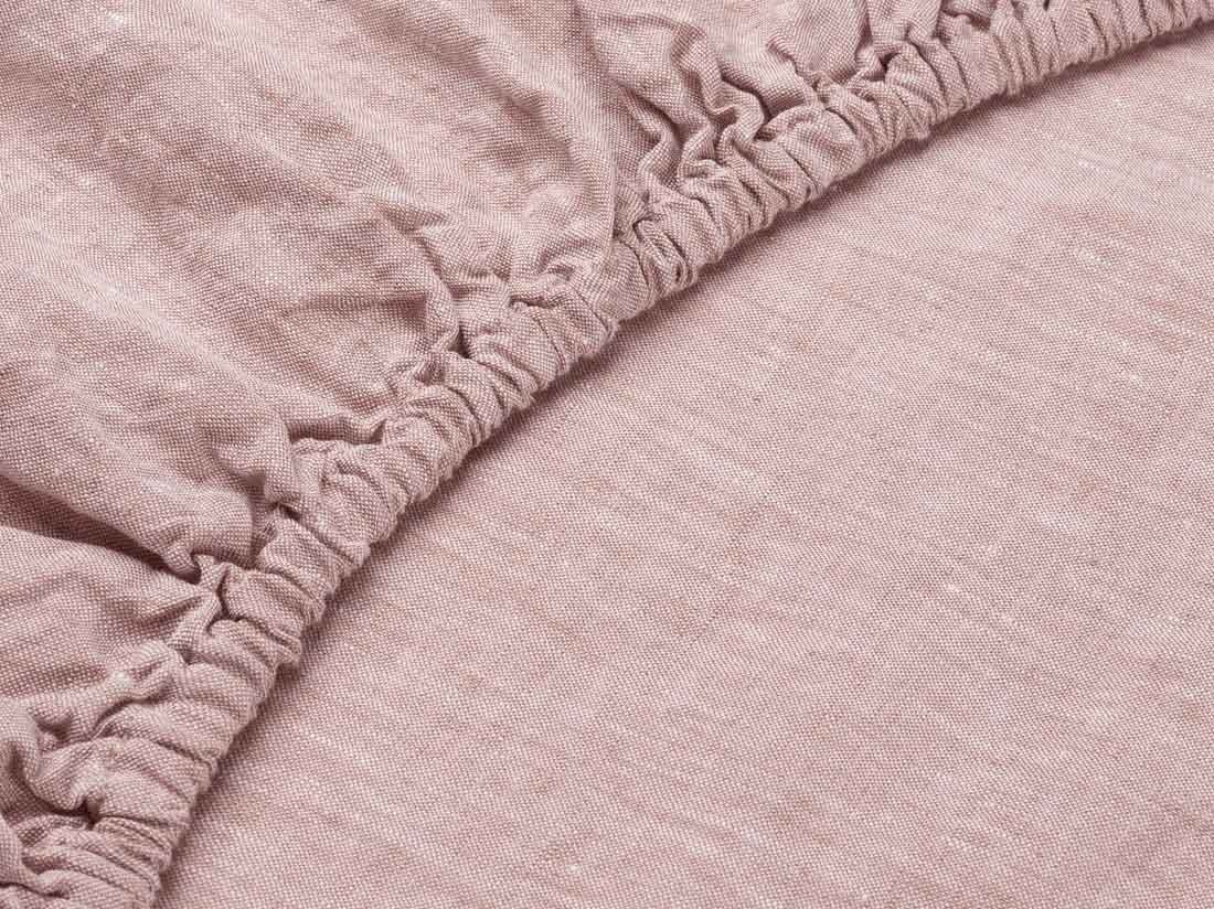 Dra på-lakan tvättat linne rose chambray