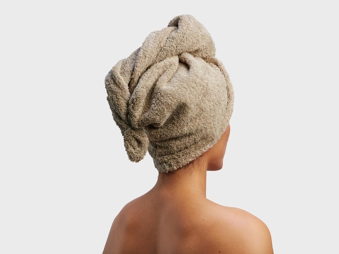 Hårhandduk terry warm taupe
