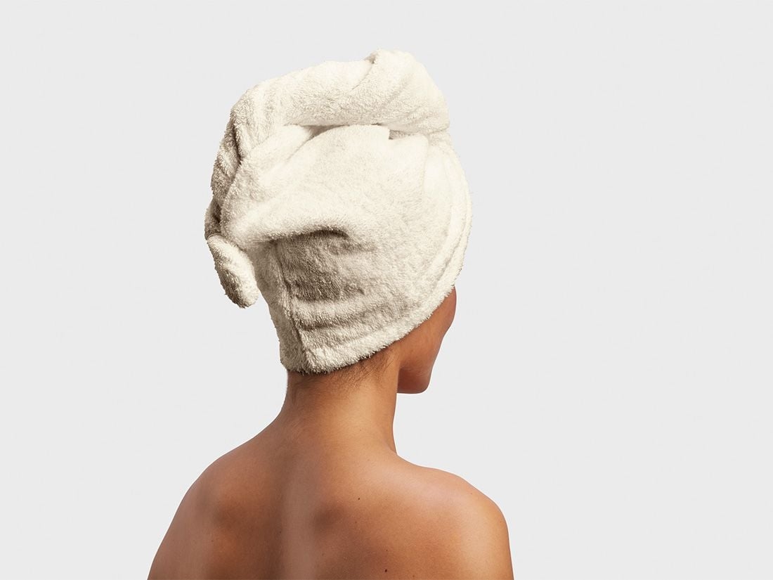 Hårhandduk terry white sand