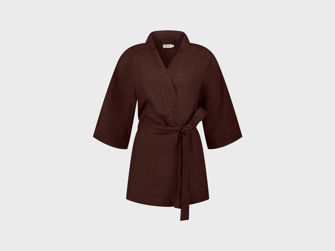 Kimono jacka tvättat linne rosewood