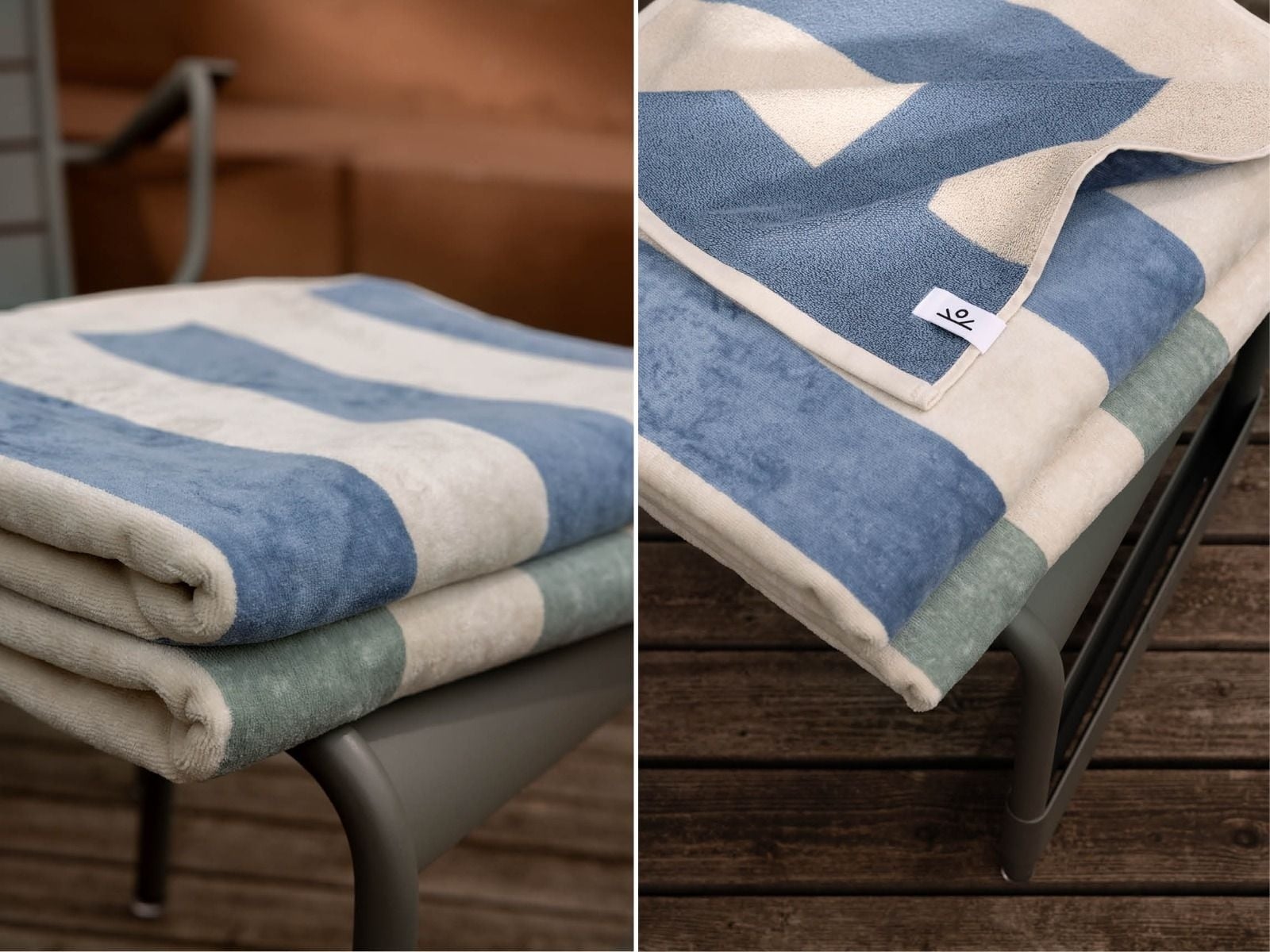 Strandbadlakan velour faded blue stripe 100x180 - 1 styck