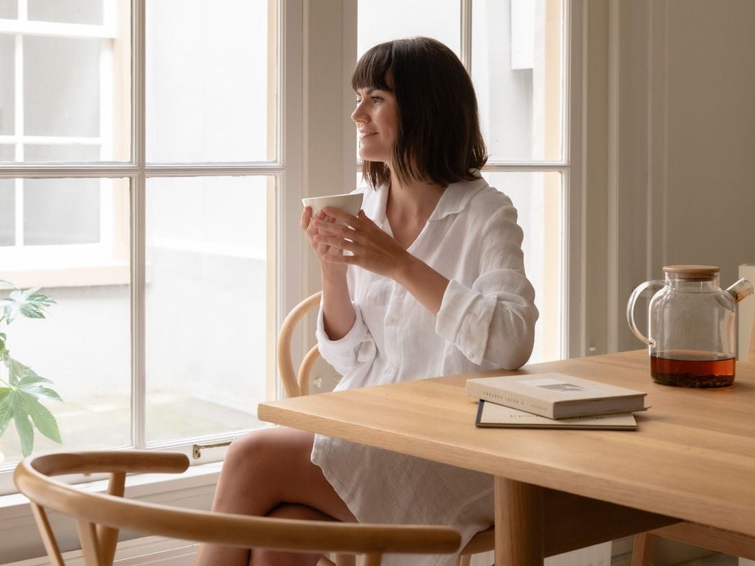 Blusklänning tvättad linne våffla pure white