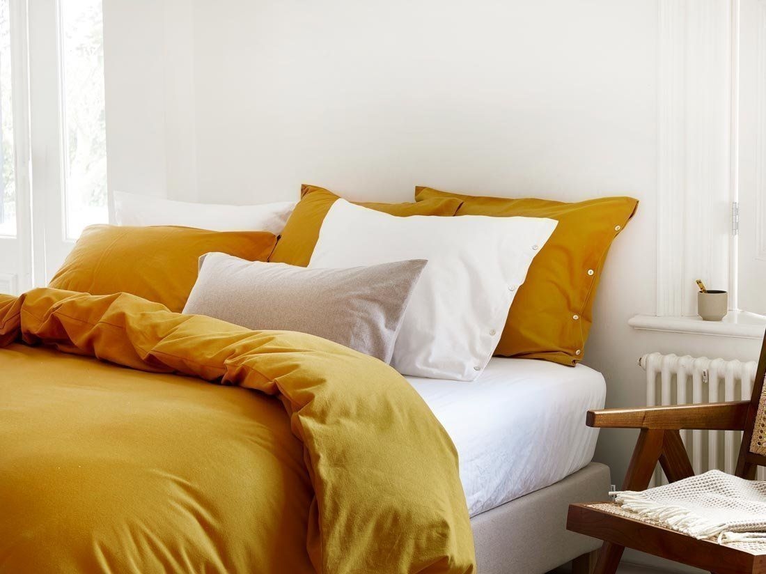 Påslakanset flanell indian yellow