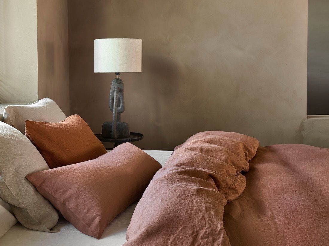 Örngott tvättat linne clay rose