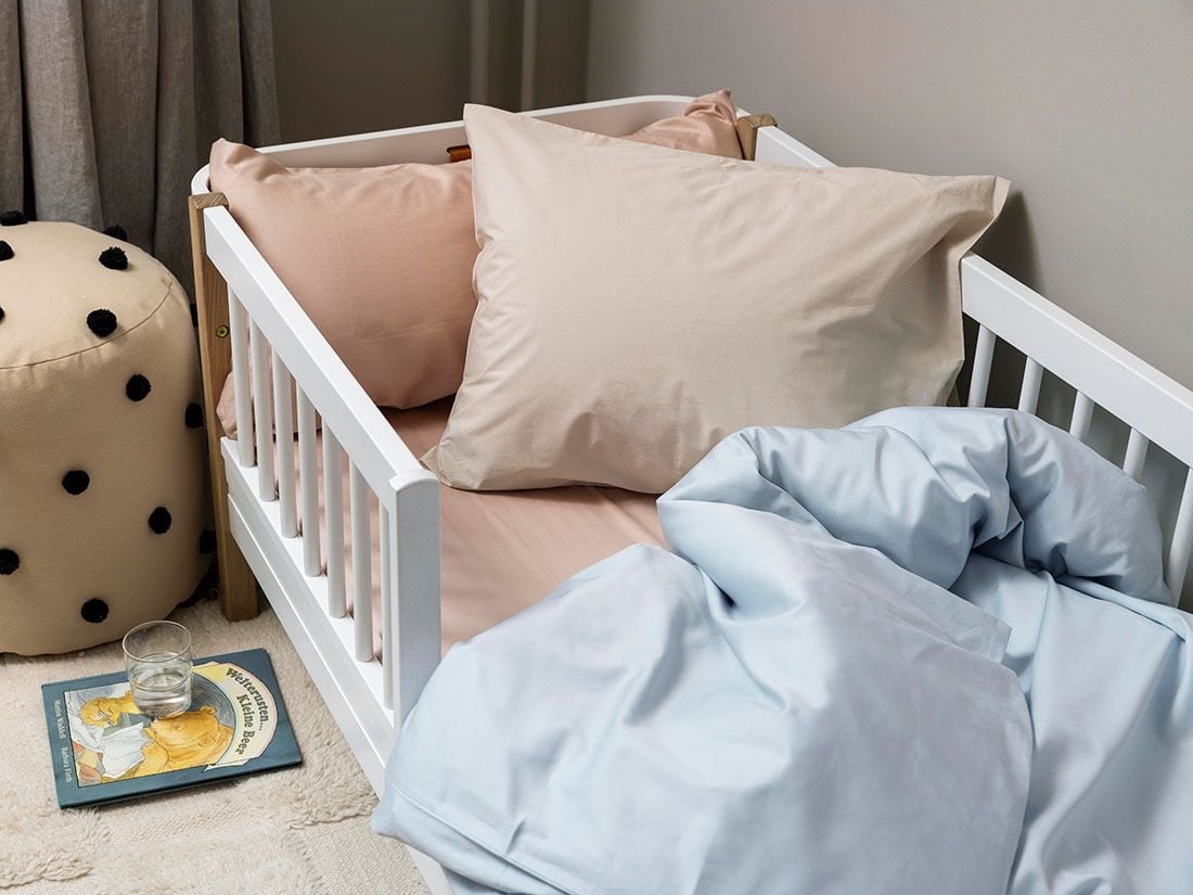 Påslakan för barn bomullssatin sky blue