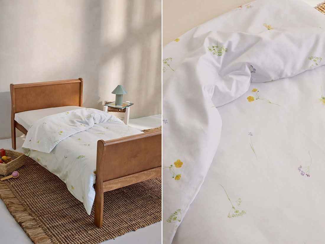 Påslakan för barn bomullssatin wild flowers