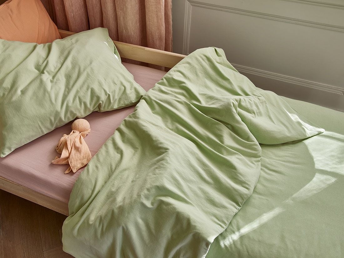 Påslakan för barn jersey pistachio green