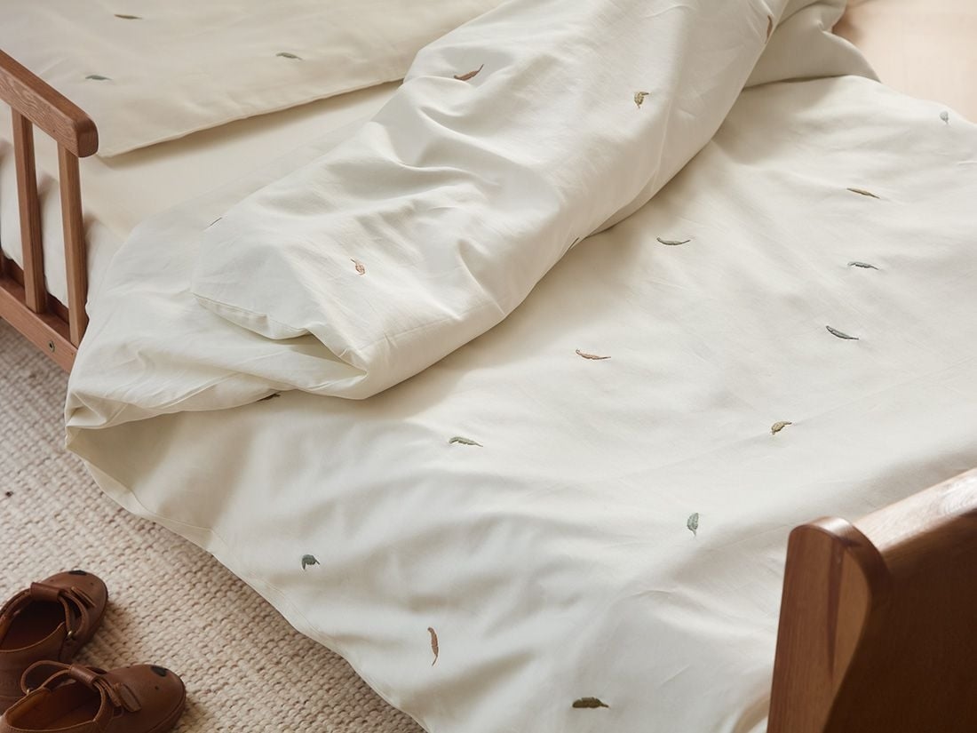 Påslakan för barn bomullssatin multicolour feather