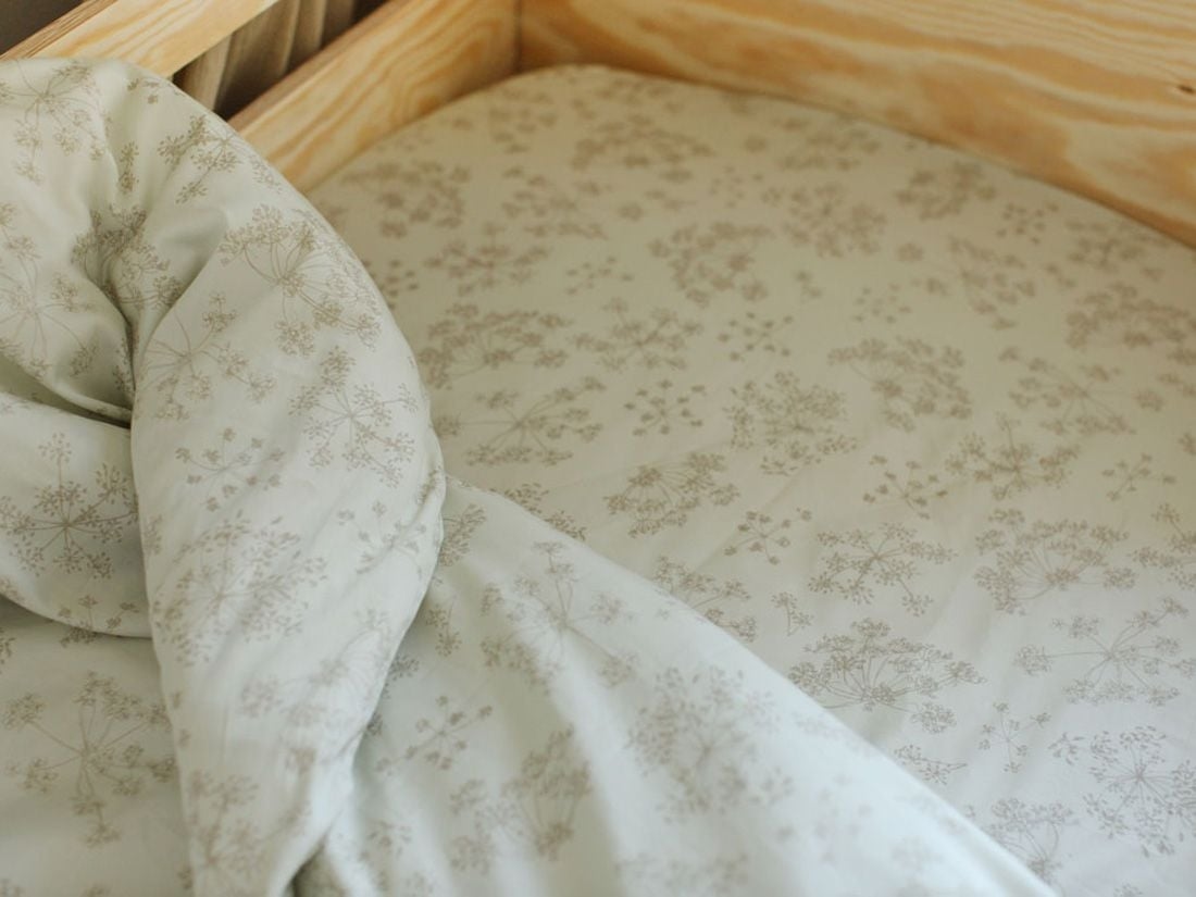 Dra på-lakan för barn bomullssatin natural bloom