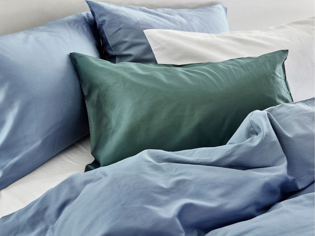 Örngott bomullssatin faded blue