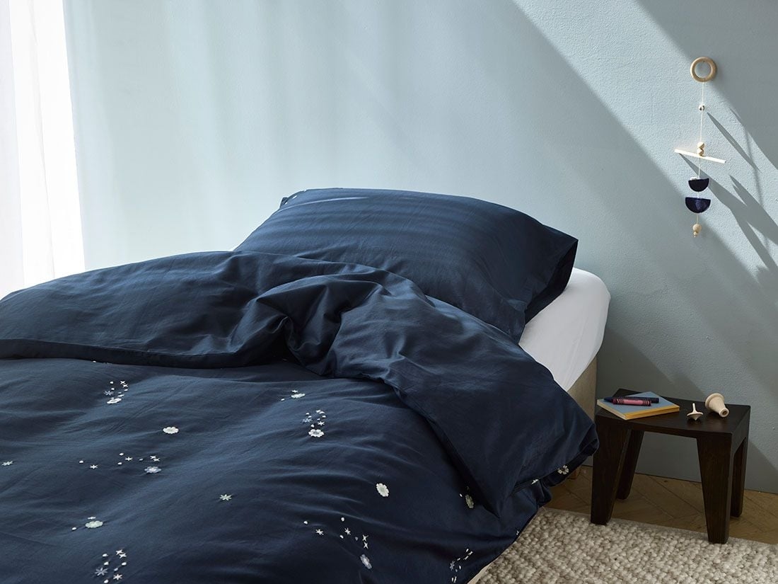 Påslakan för barn bomullssatin blueberry starry flower