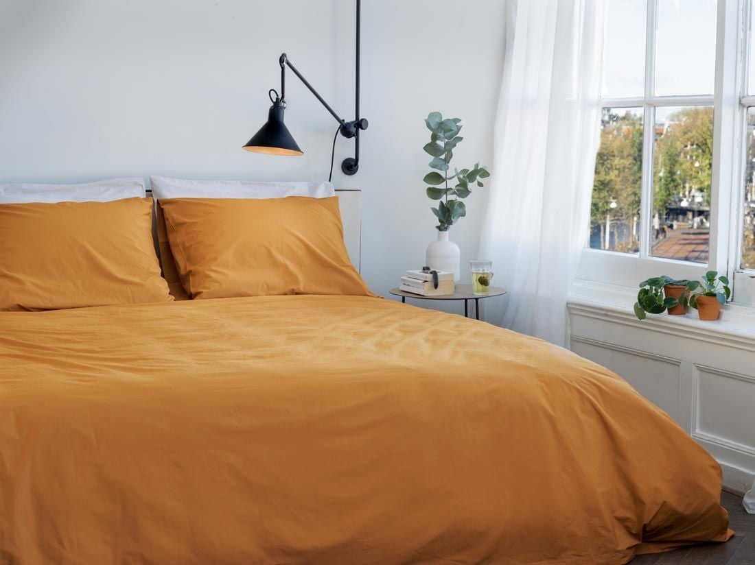 Påslakanset percale ochre yellow
