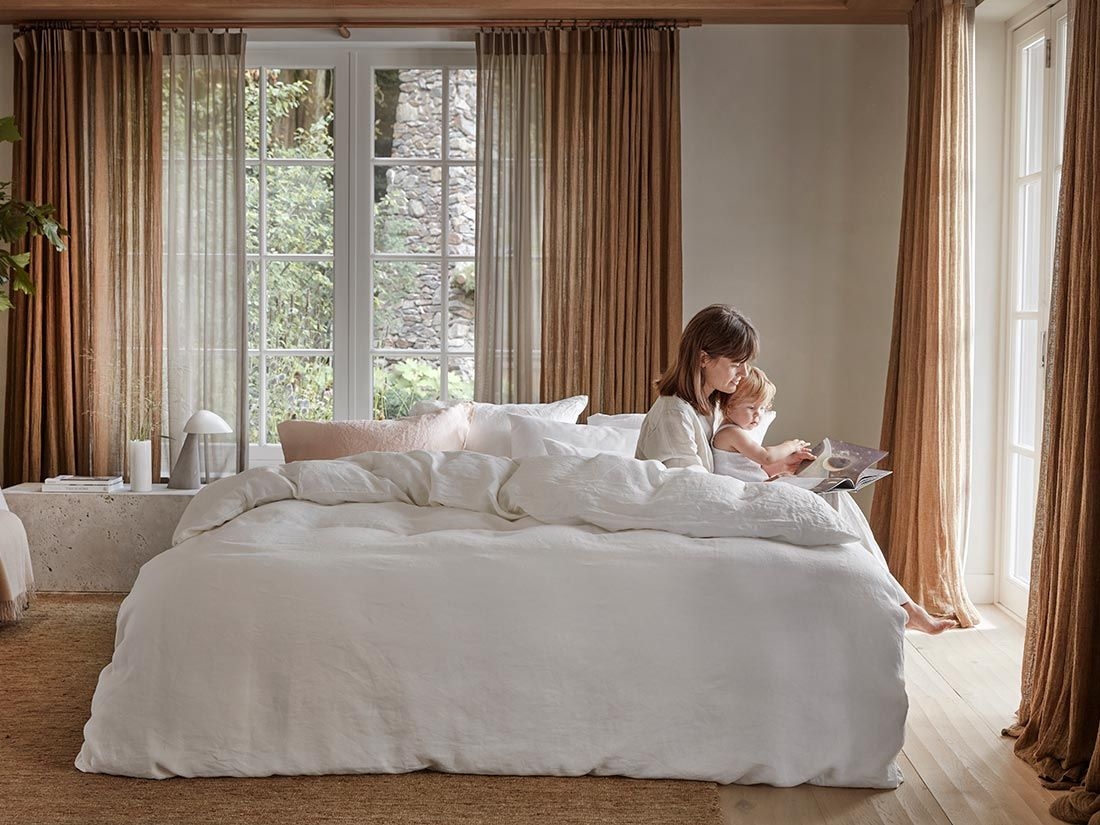 Påslakanset tvättat linne pure white