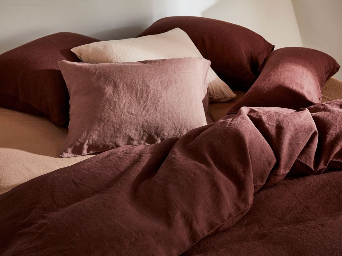 Örngott tvättat linne rosewood