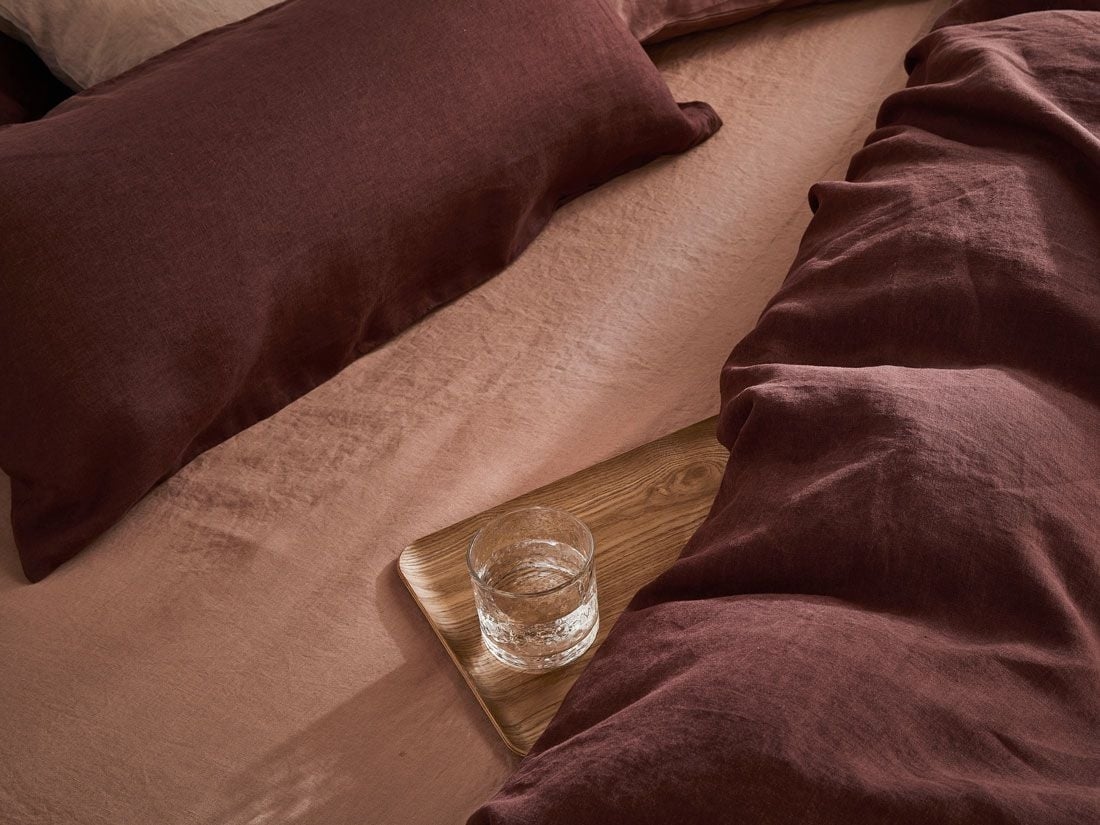 Dra-på-lakan tvättat linne hazel