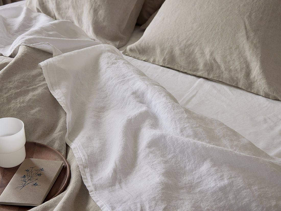 Lakan tvättat linne pure white