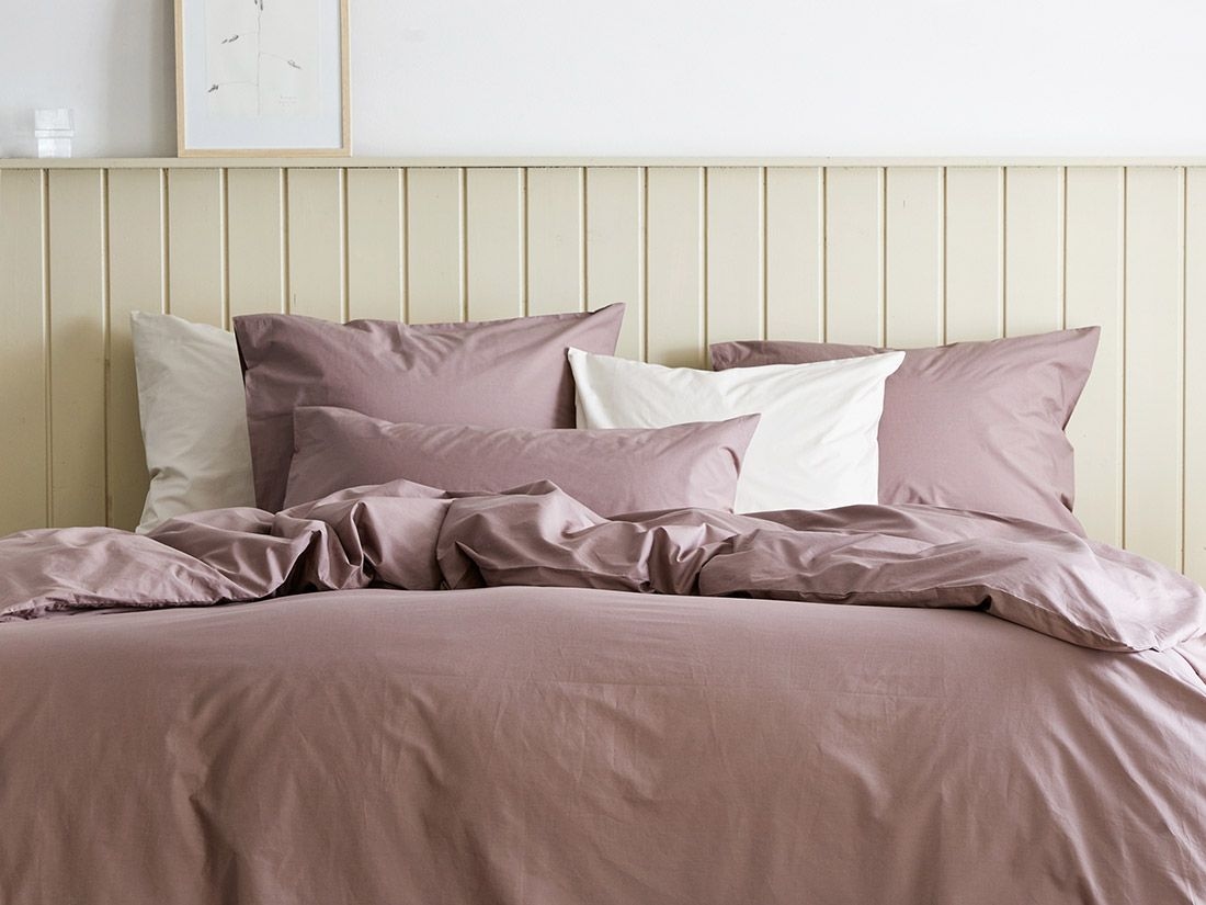 Påslakanset percale mauve