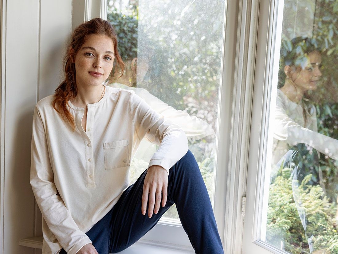 Pyjamasset dam i jersey midnight blue