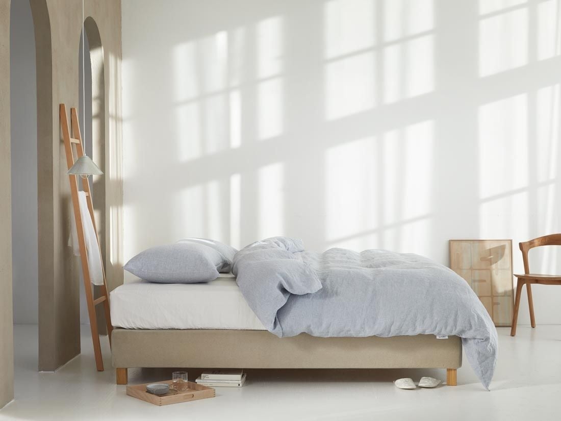 Påslakanset tvättat linne blue chambray