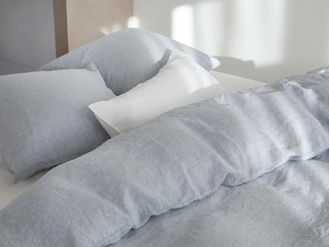 Örngott tvättat linne blue chambray