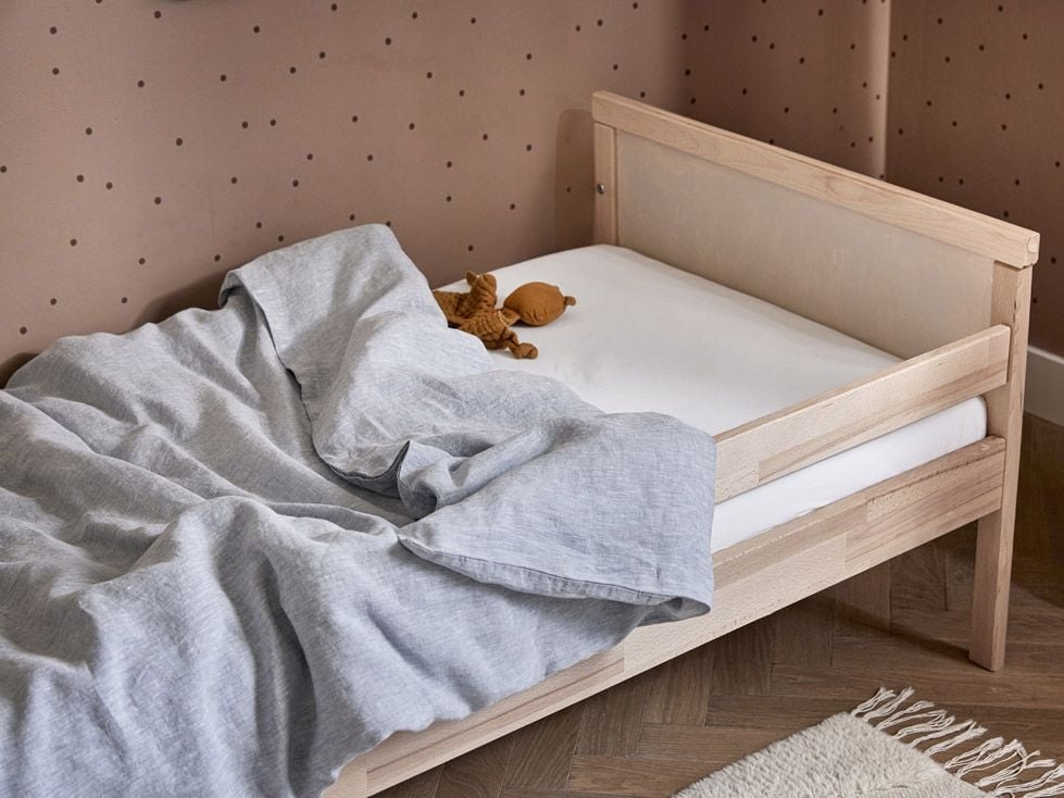 Påslakan för barn tvättat linne blue chambray