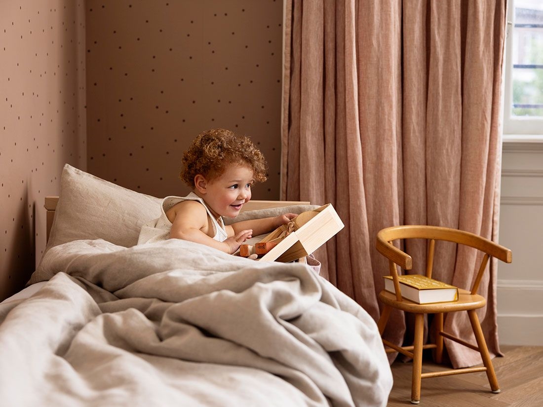 Påslakan för barn tvättat linne natural